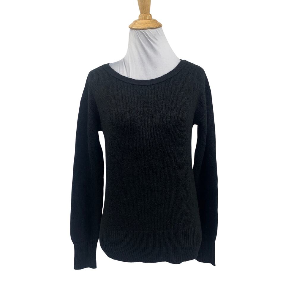 Banana Republic Sweater Womens XS Black Pullover Mousse Wool Blend Rib Knit Cuff